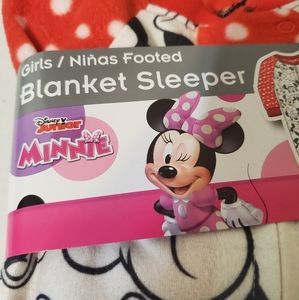 Disney Junior Minnie Mouse Girls 1 piece footed blanket Sleeper 18 months NEW